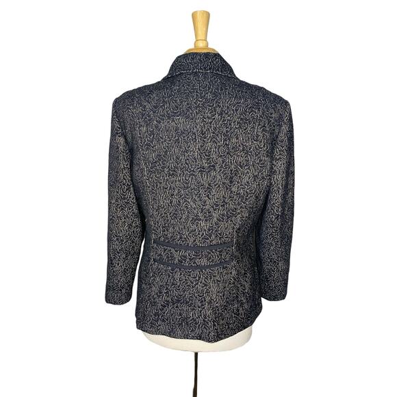 LAFAYETTE 148 Paisley Swirl Blue White Blazer Jacket Size 12 Unlined Tapestry - Picture 3 of 10